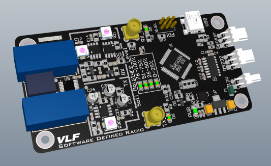 A 3D model of the finished PCB