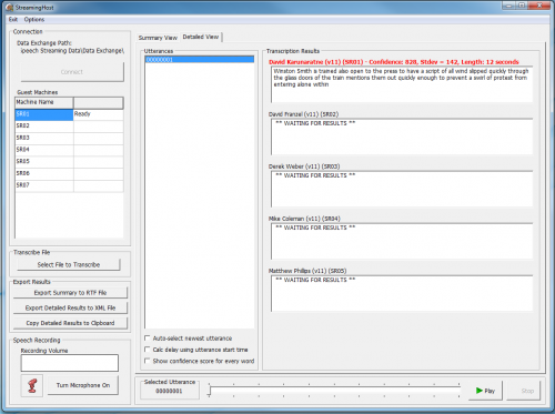 SteamingHost having received an utterance with confidence scores and other statistics