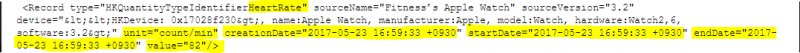 File:.xml file showing heart rate data.png